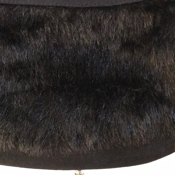 Faux Suede and Fur Black Satchel - Picture 5 of 9